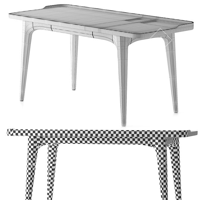 Oak and Concrete Fusion Desk 3D model image 6