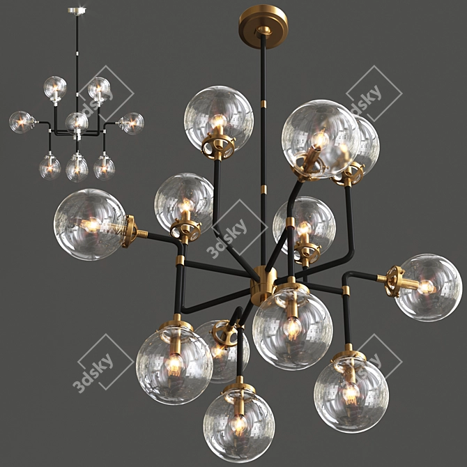 RH Bistro Globe Clear Glass 8-Light Chandelier 3D model image 1