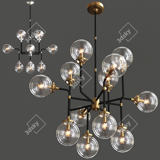 RH Bistro Globe Clear Glass Chandelier 3D model image 1