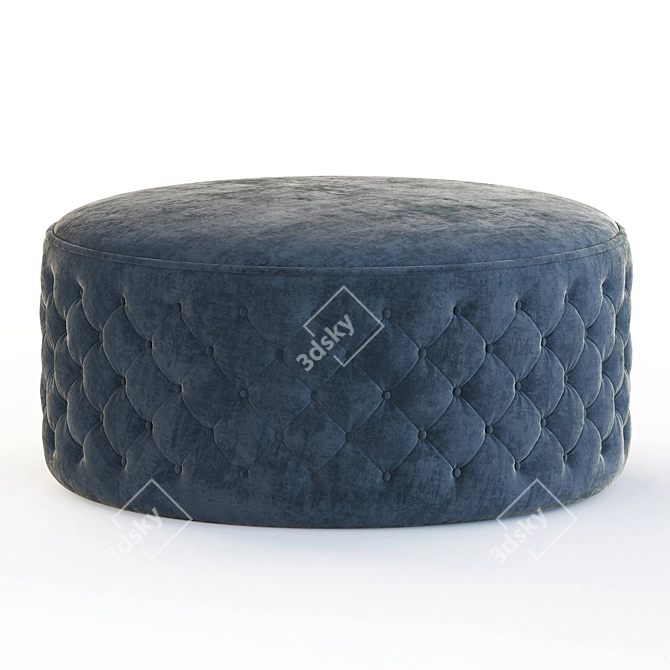 Plush Buttoned Pouf 3D model image 3