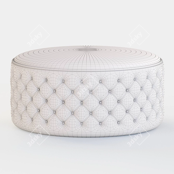 Plush Buttoned Pouf 3D model image 4