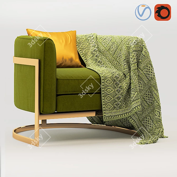 3D Armchair with Textures 3D model image 1