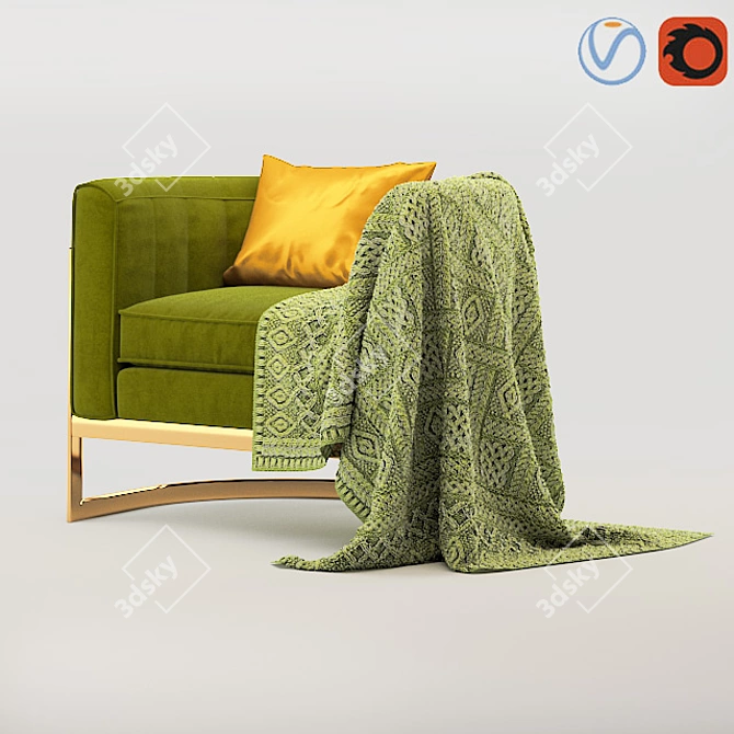 3D Armchair with Textures 3D model image 2