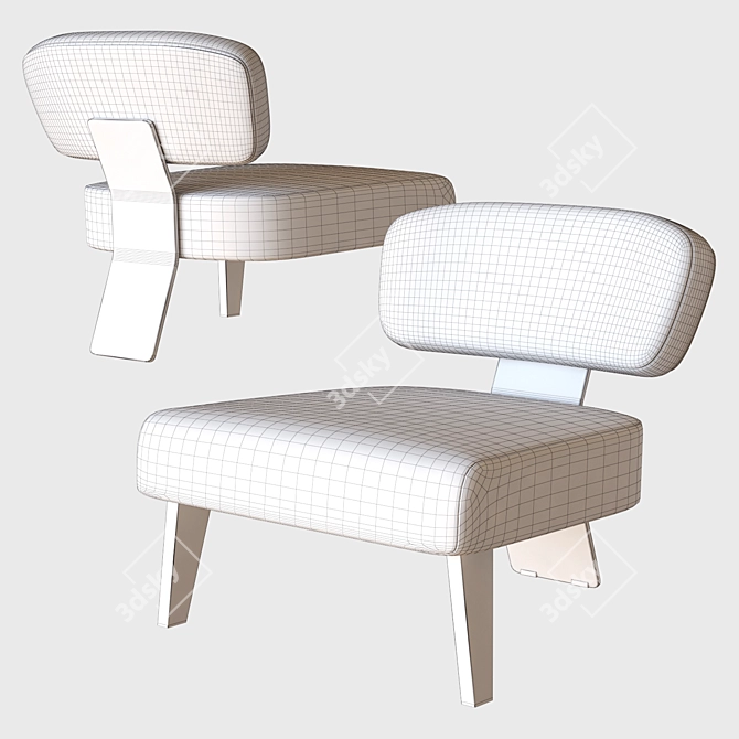 Elegant Minotti Creed Wood Armchair 3D model image 4