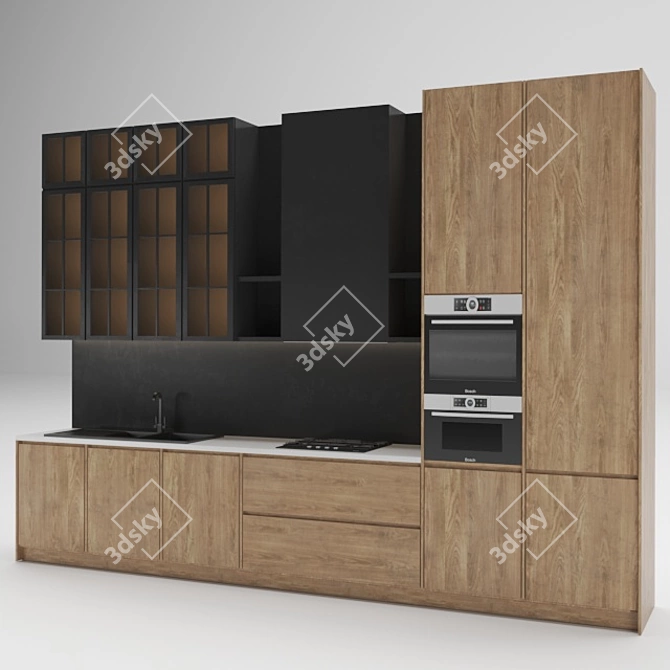 Modern Kitchen Suite: Oven, Microwave, Hob, Sink 3D model image 2