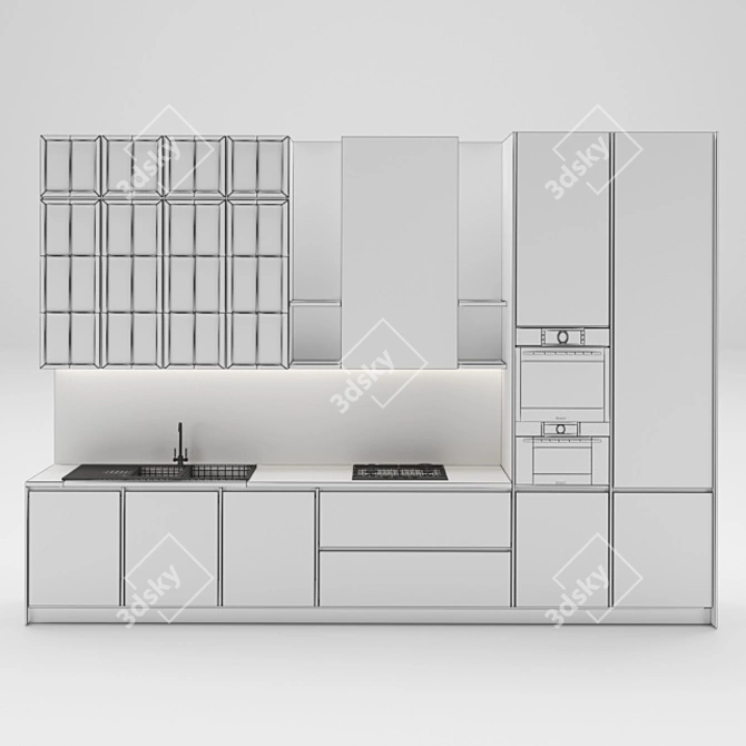 Modern Kitchen Suite: Oven, Microwave, Hob, Sink 3D model image 3