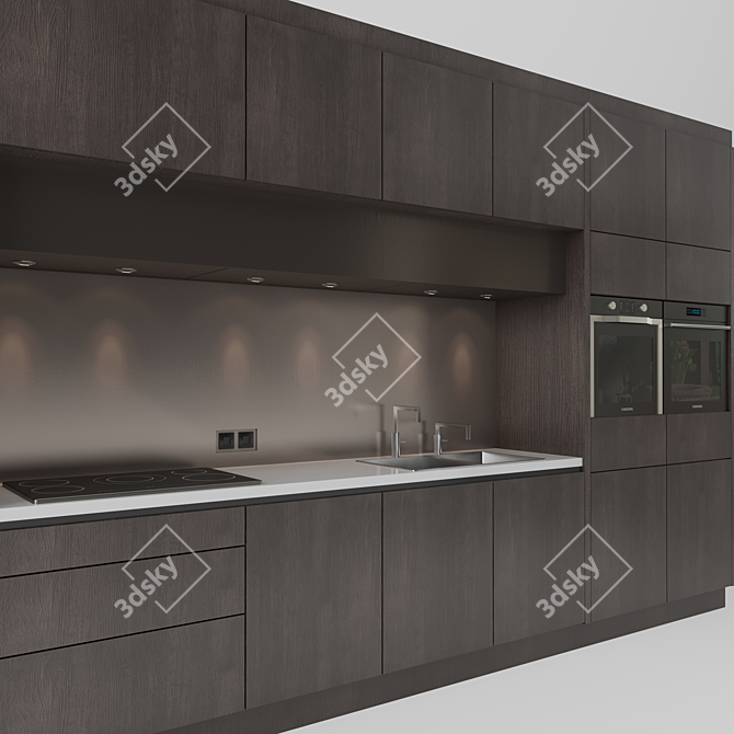 Modern Kitchen Set: 2740x4660x600mm 3D model image 2