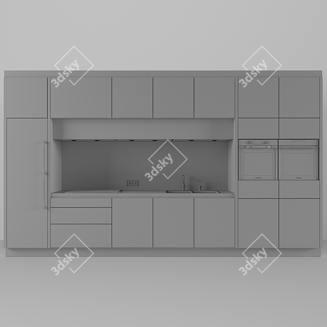 Modern Kitchen Set: 2740x4660x600mm 3D model image 3