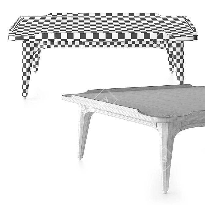 Oak Top Coffee Table with Concrete Legs 3D model image 3