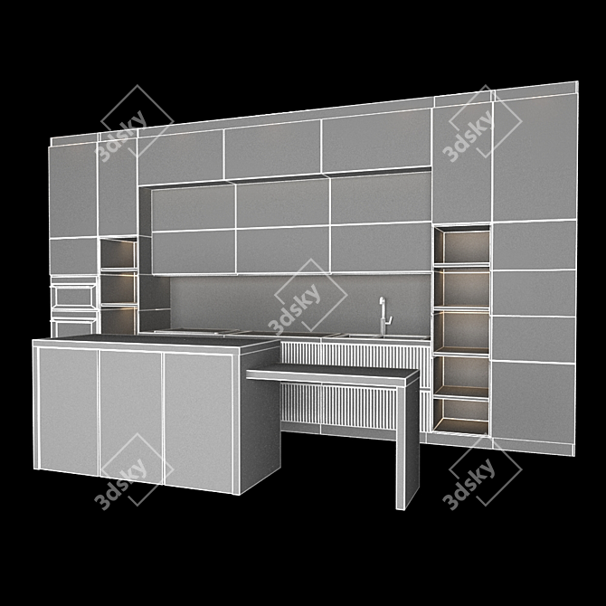 Geometry Spline Kitchen Set 3D model image 3