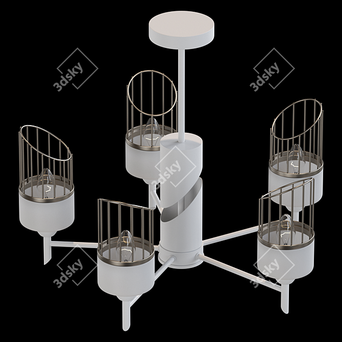 Elster 5: Asymmetric Glass and Metal Mesh Chandelier 3D model image 2