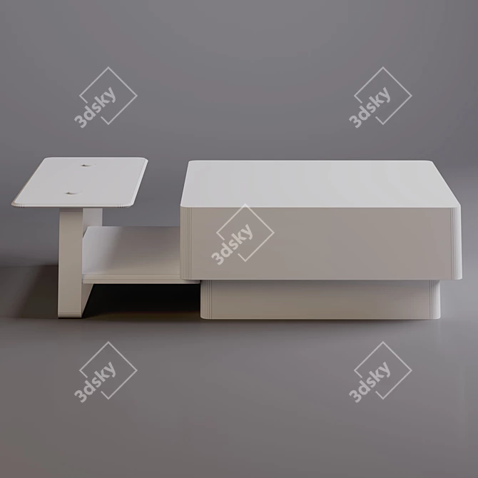 Elegant Wood and Brass Center Table 3D model image 5