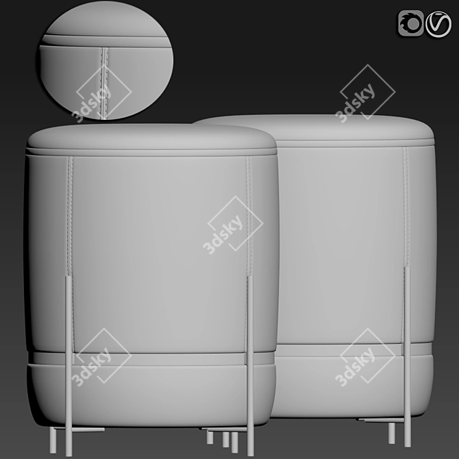 Modern Melange Stool: Vray & Corona-Compatible 3D model image 2