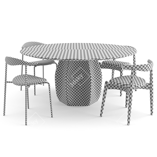  Scandinavian Style Dining Set: Carl Hansen Chairs + Molteni & C Asterias Table 3D model image 4
