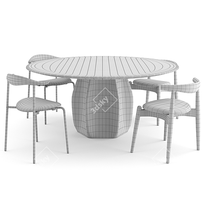  Scandinavian Style Dining Set: Carl Hansen Chairs + Molteni & C Asterias Table 3D model image 5