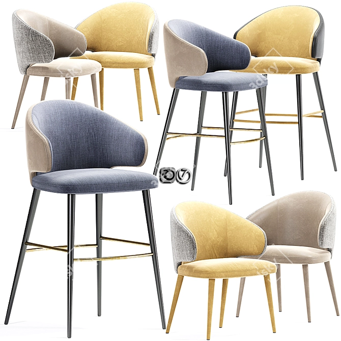 Modern Carlton Dining Chair 02 | Vray, Corona, 3dsmax 3D model image 1