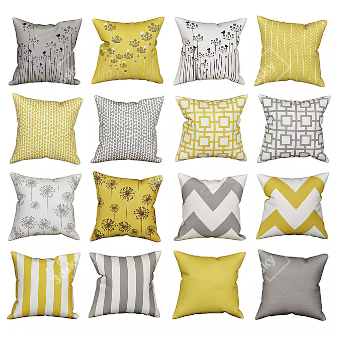 Accent Couch Toss: Chic Decor Pillows 3D model image 3