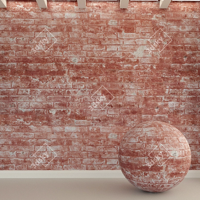 Aged Brick Wall Texture - High Resolution 3D model image 1