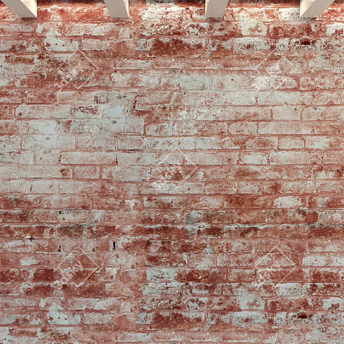 Vintage Brick Wall Texture 3D model image 2