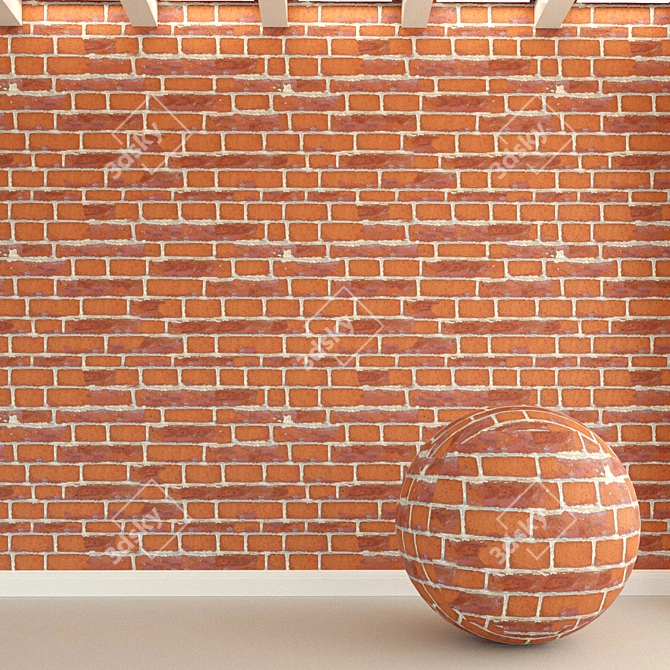 Vintage Brick Wall Texture 3D model image 1