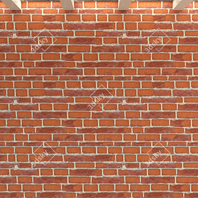 Vintage Brick Wall Texture 3D model image 2