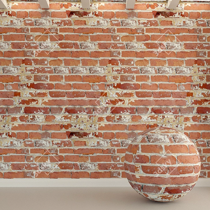 Vintage Brick Wall Texture 3D model image 1