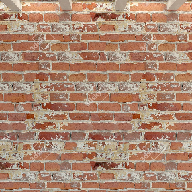 Vintage Brick Wall Texture 3D model image 2