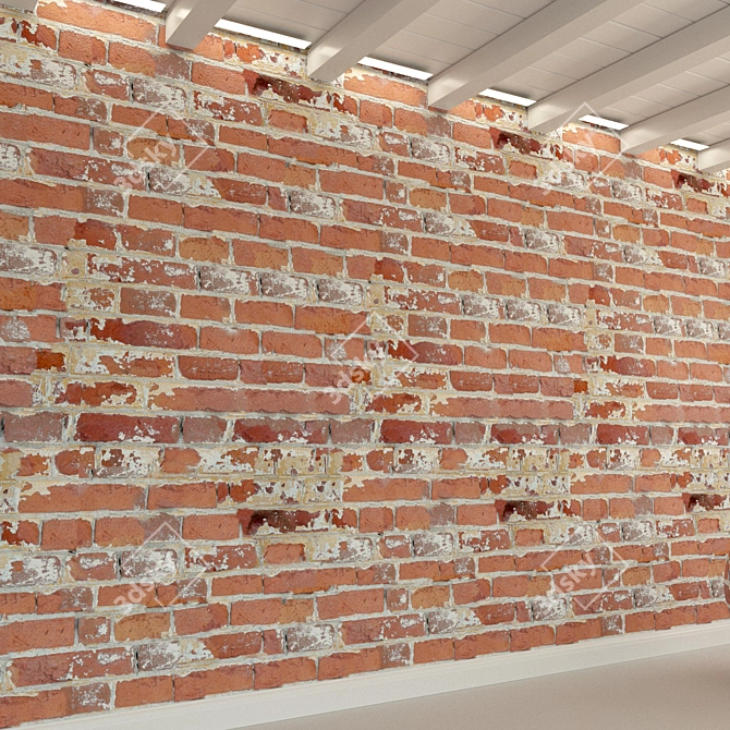 Vintage Brick Wall Texture 3D model image 3