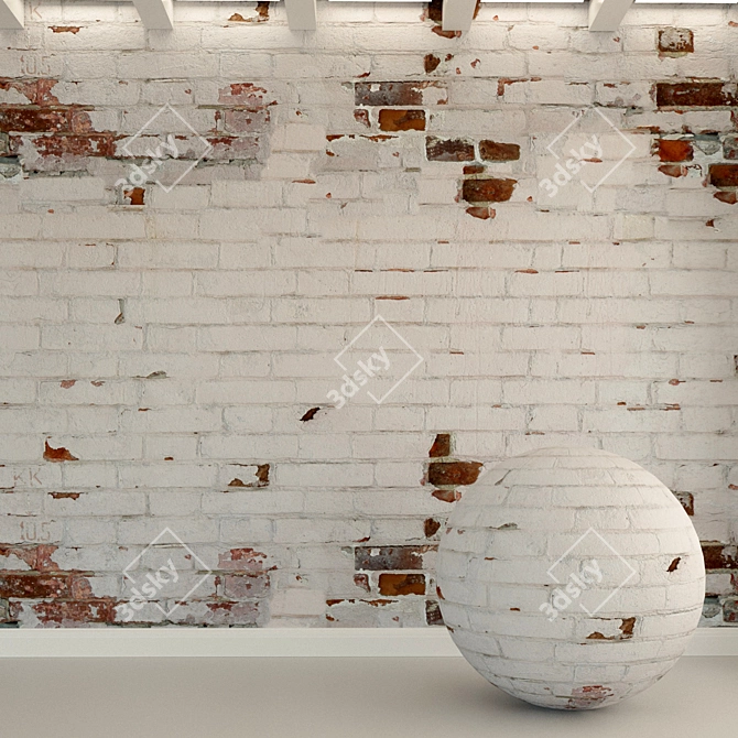 Vintage Brick Wall Texture 3D model image 1