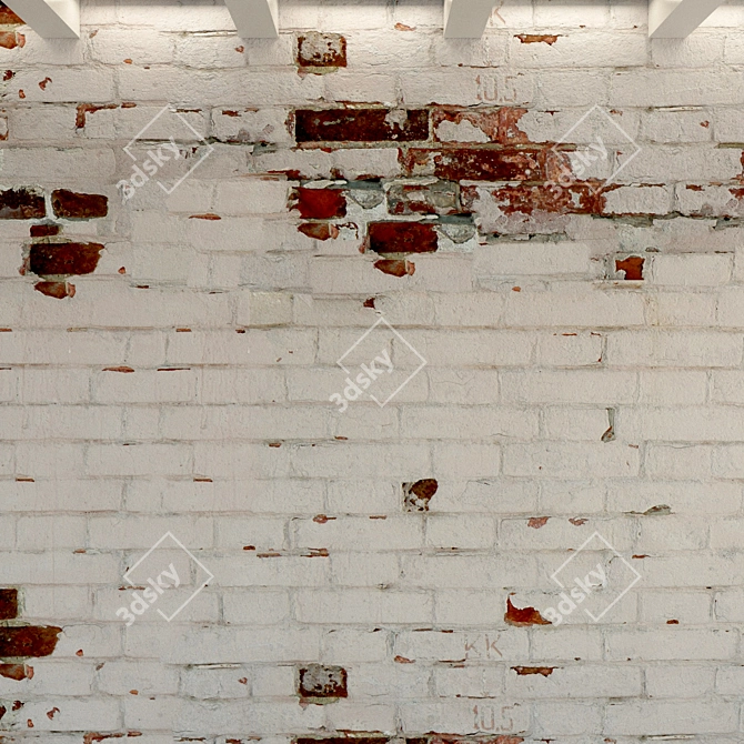 Vintage Brick Wall Texture 3D model image 2