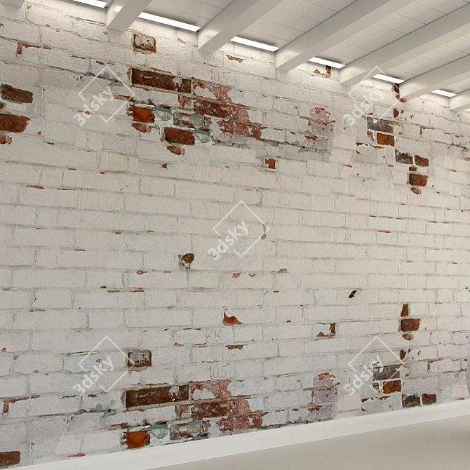 Vintage Brick Wall Texture 3D model image 3