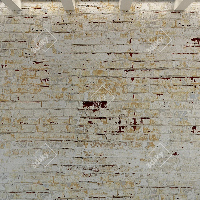 Vintage Brick Wall Texture 3D model image 2