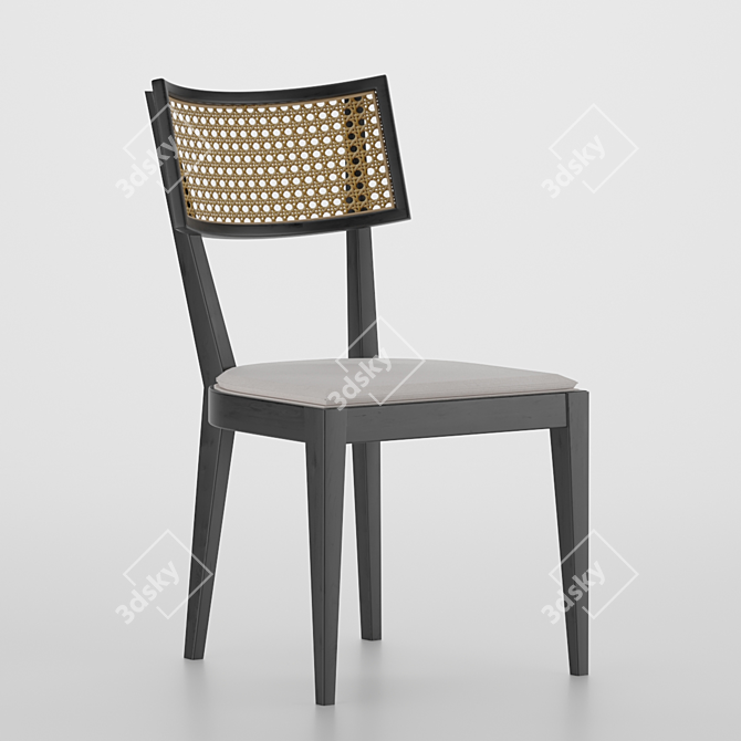 Natural Elegance Woven Cane Chair 3D model image 2
