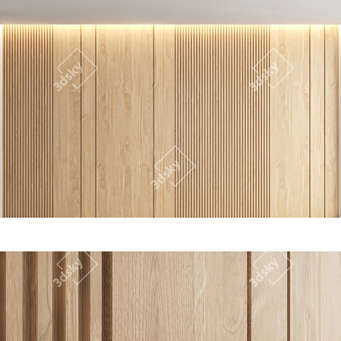 Seamless Oak Wood Panels 3D model image 6