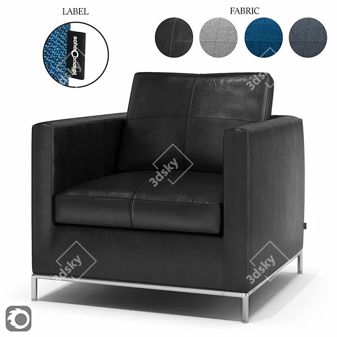 Modern Istanbul Armchair with Stainless Steel Base 3D model image 1