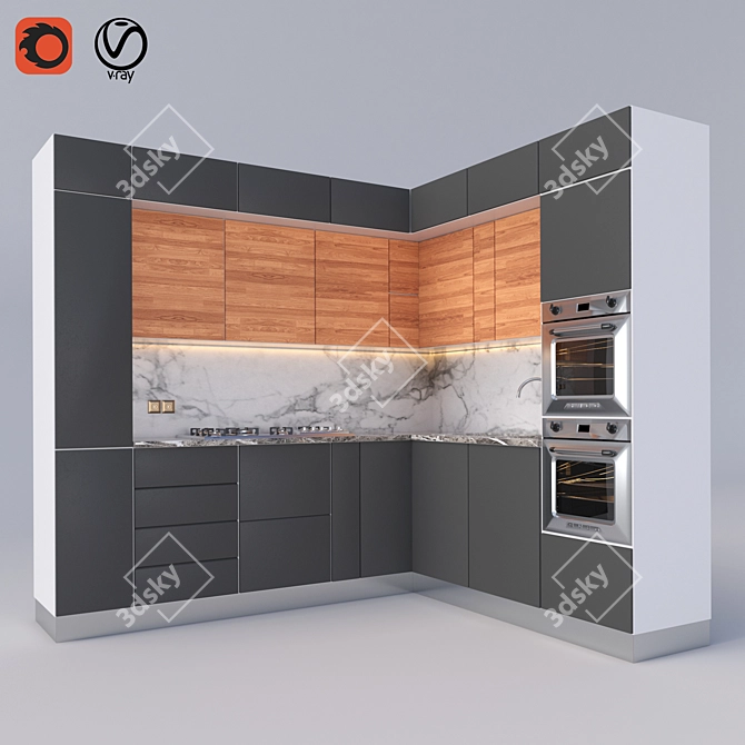 3D Kitchen Model with UV Mapping 3D model image 1