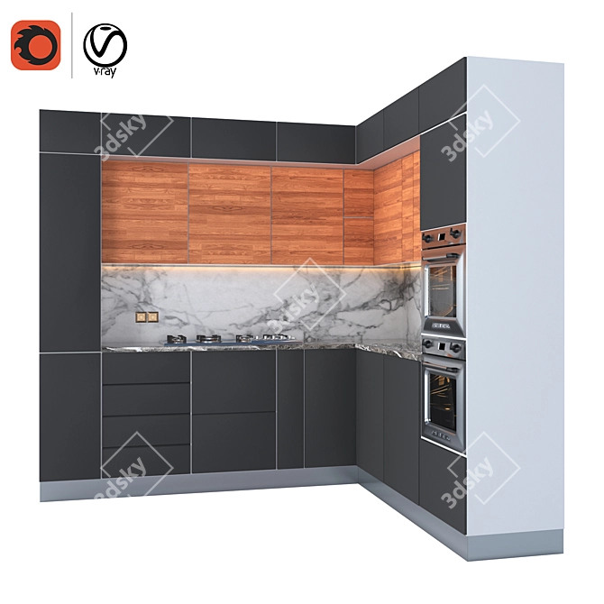 3D Kitchen Model with UV Mapping 3D model image 6