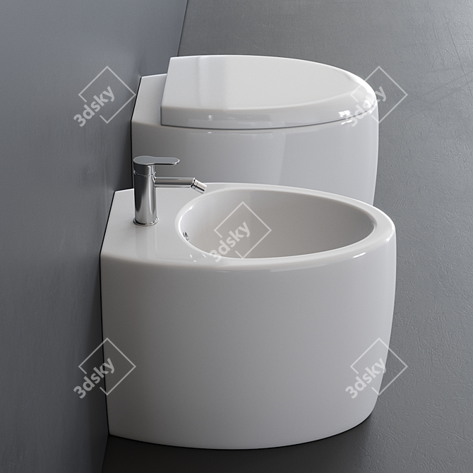 Moai Ceramic WC & Bidet 3D model image 1