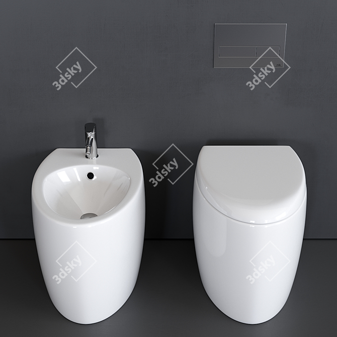 Moai Ceramic WC & Bidet 3D model image 2