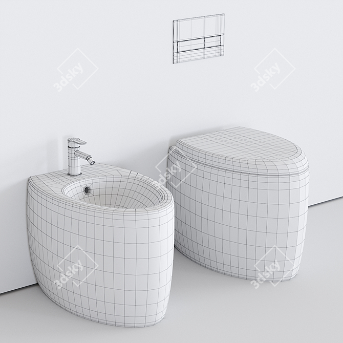 Moai Ceramic WC & Bidet 3D model image 3