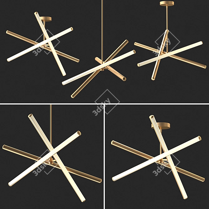 Sleek Adjustable LED Chandelier 3D model image 1