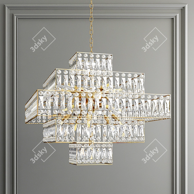 Golden Crystal Pendant Light 3D model image 1