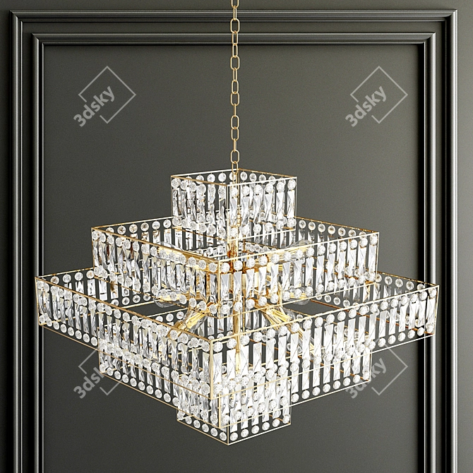 Golden Crystal Pendant Light 3D model image 3