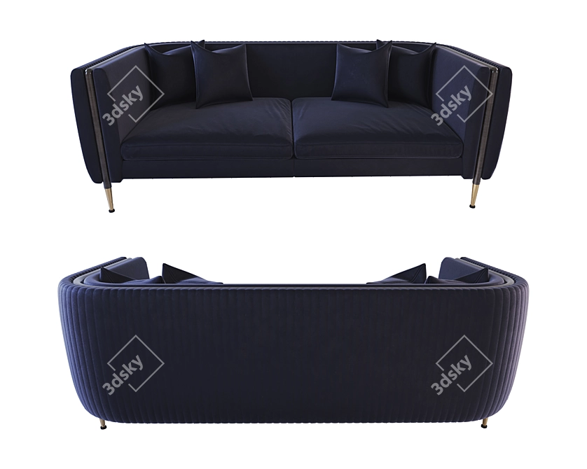 Sleek Velvet Sofa 3D model image 1