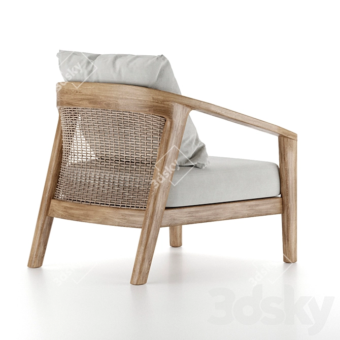 Sophisticated Teak Lounge Chair 3D model image 5