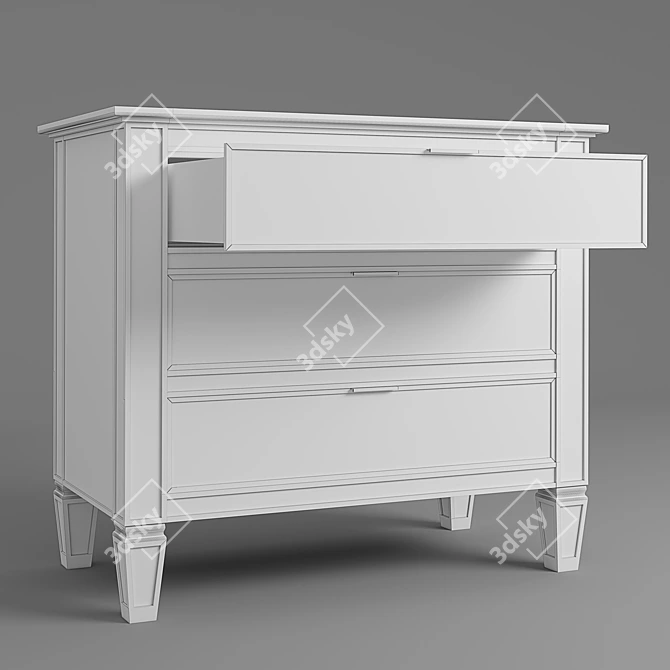 PB Park 3-Drawer Mirrored Dresser 3D model image 3