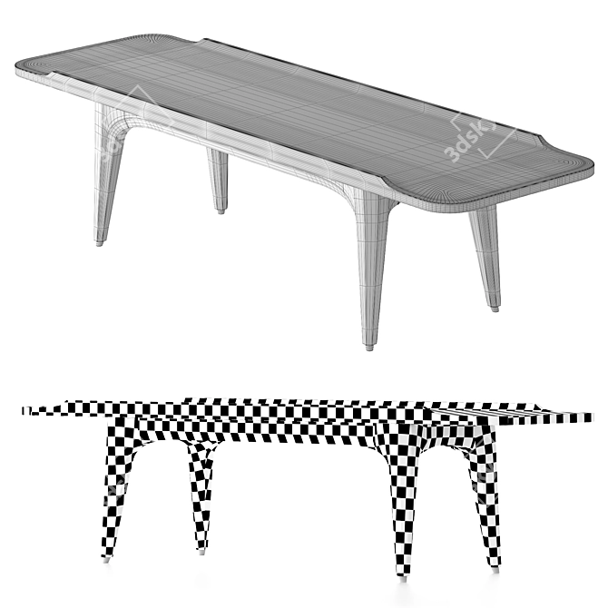 Industrial Oak and Concrete Coffee Table 3D model image 3