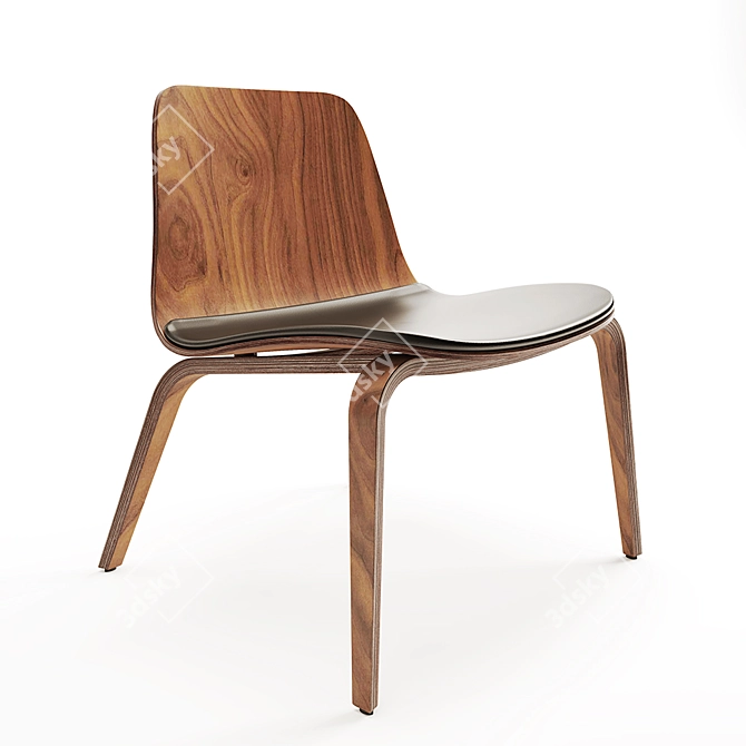 Classic Wood Armchair - Hips B-1802 3D model image 1