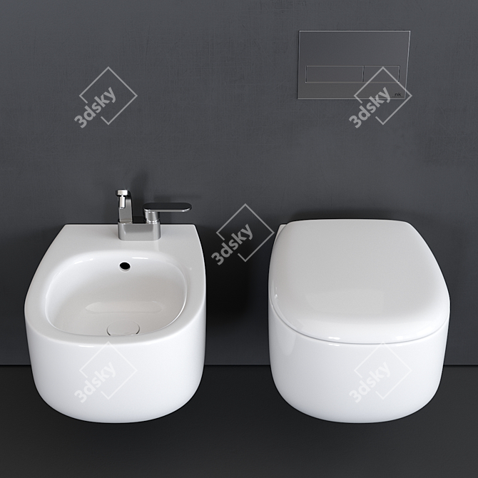 Flaminia Bonola Wall-Hung WC: Sleek Jasper Morrison Design 3D model image 3