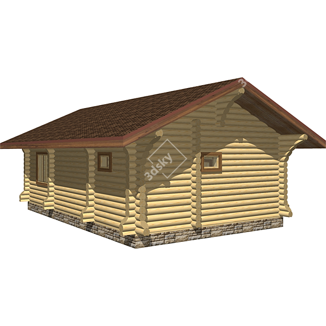 Rustic Charm: Volnov Log House 220mm, 48m2 3D model image 3